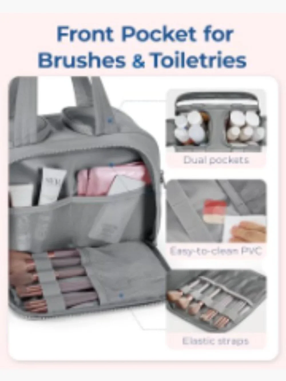Large Wide-Open Toiletry Bag with Handle - Water-Resistant Travel Cosmetic